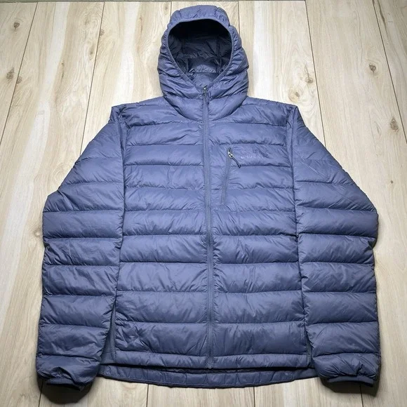 Eddie Bauer 550 Down Puffer Jacket Mens Medium Gray Hooded Lightweight Packable - Picture 1 of 14